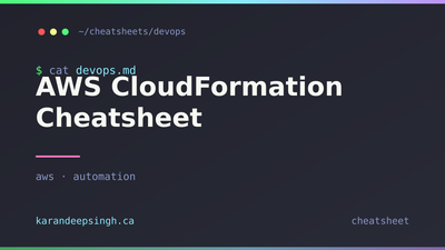 AWS CloudFormation Cheatsheet AWS CloudFormation Cheatsheet