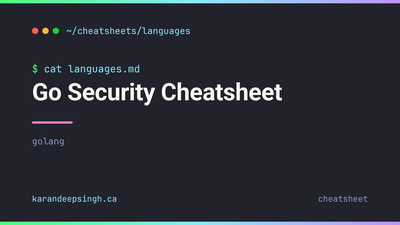 Go Security Cheatsheet