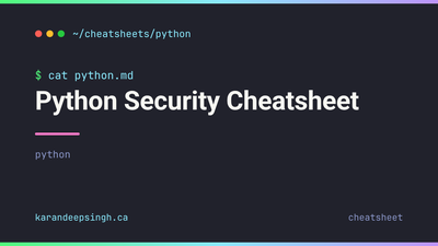 Python Security Cheatsheet