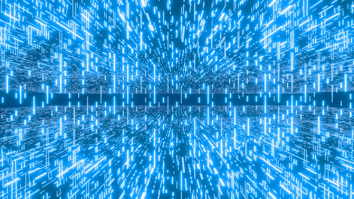 Blue glowing digital pattern representing modern DevOps and process management trends