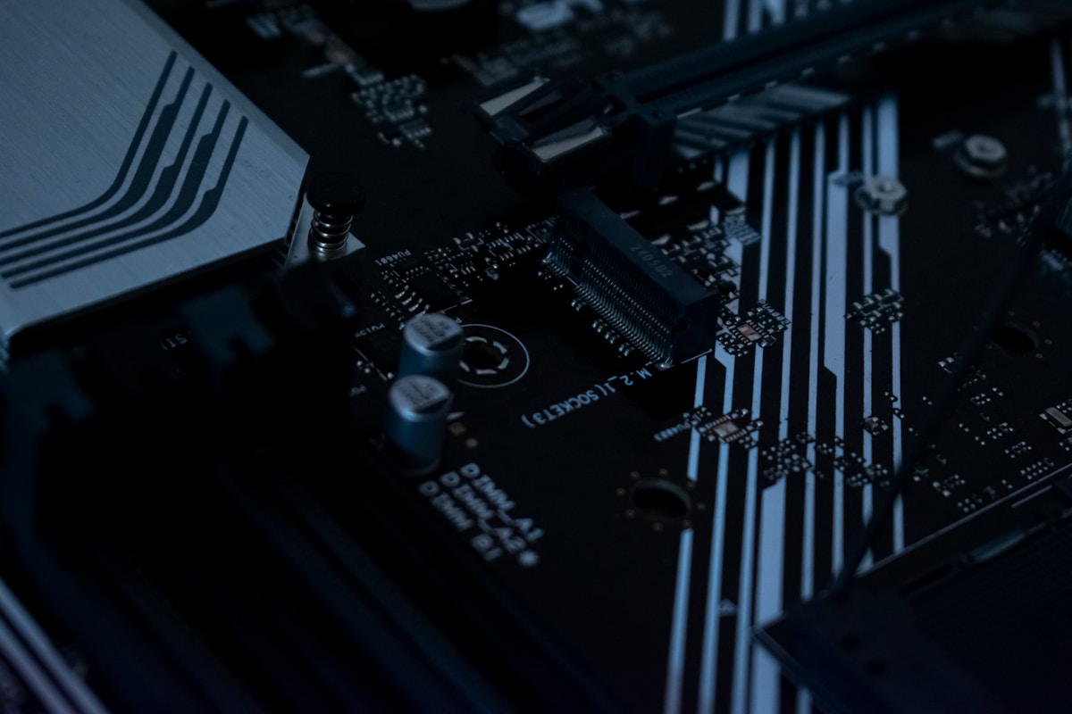 Close-up of a computer motherboard representing Jenkins build infrastructure