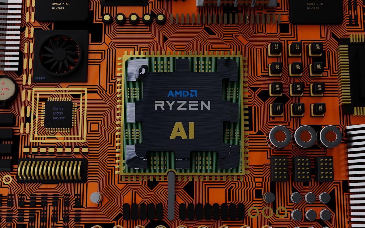 Processor chip on a circuit board representing virtual memory and system performance