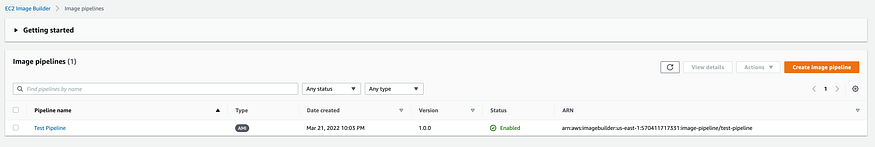 Navigate to EC2 Image Builder pipelines