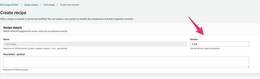 Update the image recipe version number