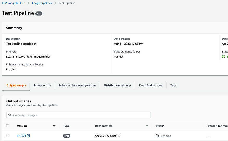 Run the image pipeline